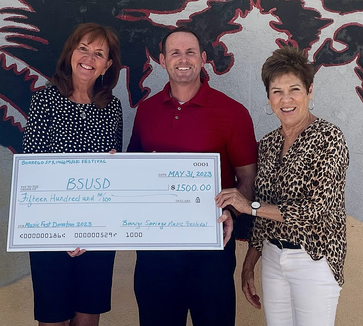 $1,500 donation to music education at the Borrego Springs School district